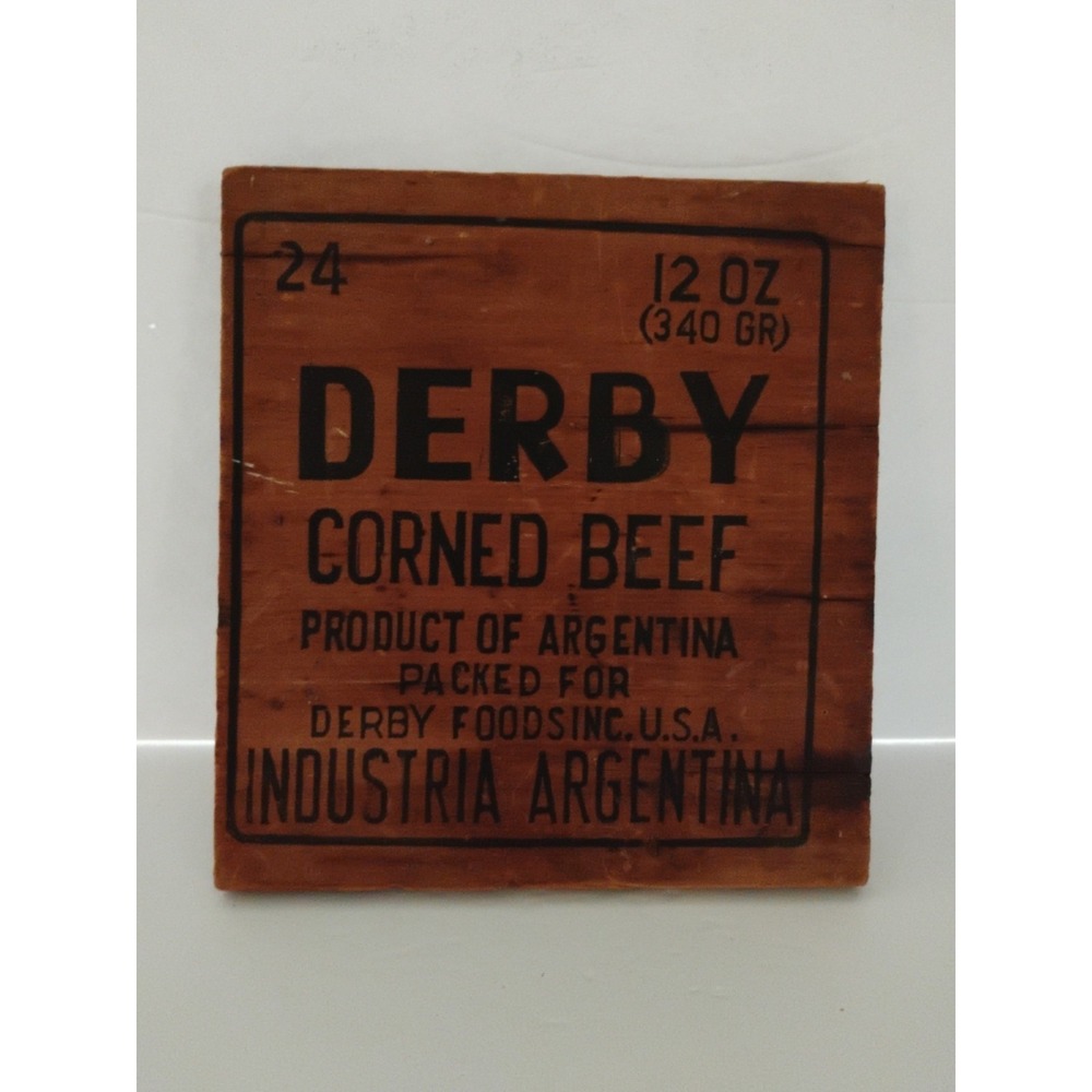 Vintage Wooden Lid For Derby Corned Beef 12oz Cans 24 Count *Lid Only